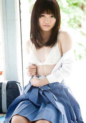 Ai Eikura Asian is shy but shows nasty ass under uniform outdoor