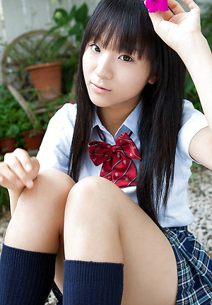 Miho Morita Asian in school uniform loves flowers and fresh air