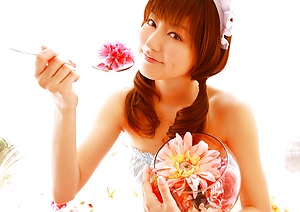 Yumi Sugimoto Asian is sexy baby surrounded by colorful flowers