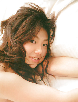 Cute, busty asian idol with soft pink lips in cotton lingerie