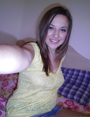 Slutty horny girlfriend takes selfshot pictures of her wet pussy spread open for her boyfriend